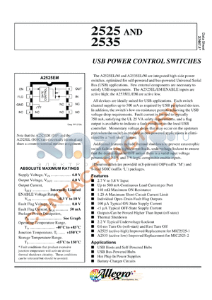 A2525EL datasheet - USB power control switches