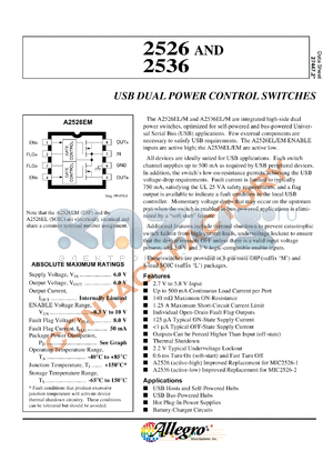 A2526EM datasheet - USB dual power control switches