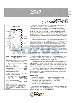 UDK2547B datasheet - Protected quad power drivers