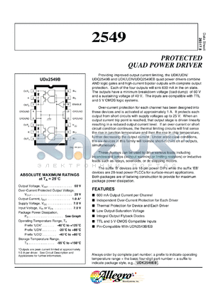 UDK2549B datasheet - Protected quad power drivers