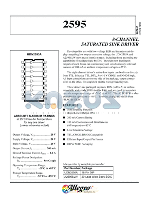 A2595SLW datasheet - 8-channel saturated sink driver