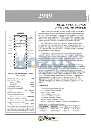 A2919EB datasheet - Dual full-bridge PWM motor driver