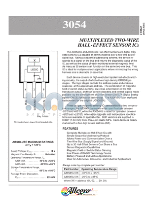 A3054KU-15 datasheet - Multiplexed two-wire hall-effect sensor ICs