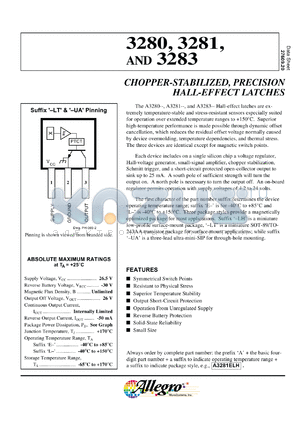 A3281EUA-TL datasheet - Chopper-stabilized,precision hall-effect latch