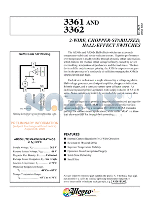 A3362EEUA-TL datasheet - 2-WIRE,chopper-stabilized,hall-effect latch switch