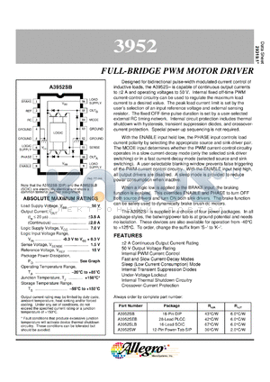 A3952KB datasheet - Full-bridge PWM motor driver