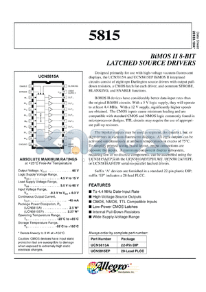 UCQ5815A datasheet - BiMOS II 8-Bit latched source driver