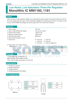 MM1180ZT datasheet - Low-noise, low-saturation three-pin regulator