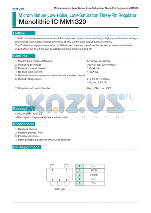 MM1320FN datasheet - Microminiature low-noise, low-saturation three-pin regulator