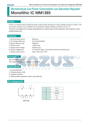 MM1385VN datasheet - Microminiature low-power consumption low-saturation regulator