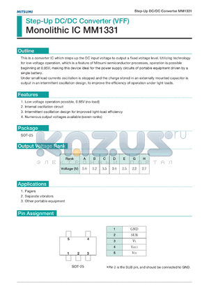 MM1331B datasheet - Step-up DC/DC coverter(VFF)