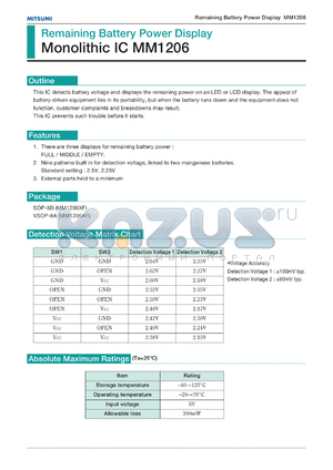 MM1206XF datasheet - Remaining  battery power display