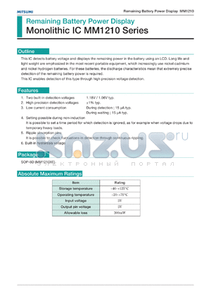 MM1210XF datasheet - Remaining  battery power display