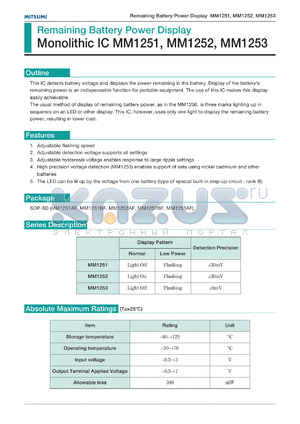 MM1252BF datasheet - Remaining  battery power display