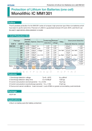 MM1301DW datasheet - Protection of lithium ion battery (four cells in series)