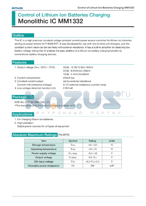 MM1332AF datasheet - Control of lithium ion battery chargihg