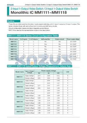 MM1113XF datasheet - 3-input 1-output video switch