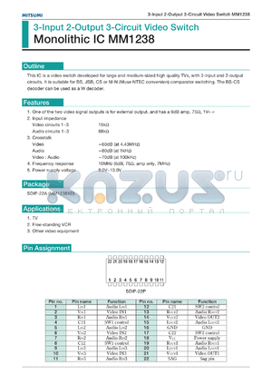 MM1238XD datasheet - 3-input 2-output 3-circuit video switch