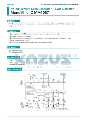 MM1067XF datasheet - No-adjustment sync separator + sync detector