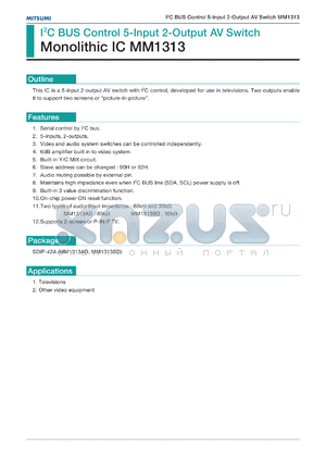 MM1313BD datasheet - IC BUS control 5-input 2-output AV switch