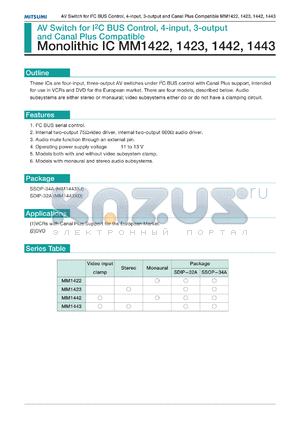 MM1422XJ datasheet - AV switch for IC BUS control, 4-input, 3 output and canal plus compatible