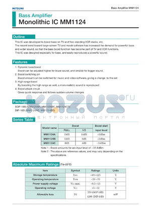 MM1124CF datasheet - Bass amplifier