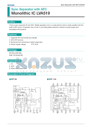 LVA519F datasheet - Sync separator with AFC