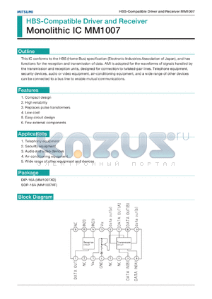 MM1007XD datasheet - HBS-compaqtible driver and receiver