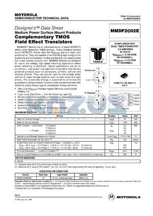 MMDF2C02ER2 datasheet - Complementary TMOS  field effect transistor