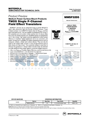 MMSF3205R2 datasheet - TMOS single P-channel field effect transistor