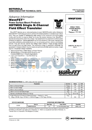 MMSF3300R2 datasheet - HDTMOS single N-channel field effect transistor