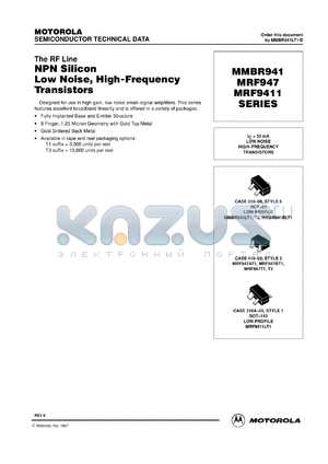 MMBR947BT1 datasheet - NPN silicon low noise, high-frequency transistor