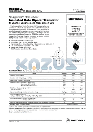 MGP7N80E datasheet - Insulated gate bipolar transistor