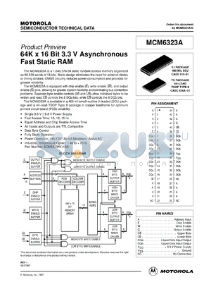 MCM6323AYJ15AR datasheet - 64K X 16 bit 3,3V asynchronous fast static RAM