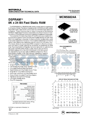 MCM56824AZP25 datasheet - 8K X 24 bit fast static RAM