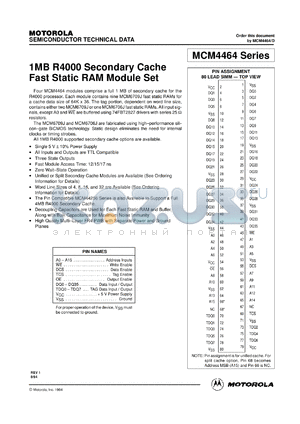 MCM44B64BSG12 datasheet - 1MB R4000 secondary cache fast static RAM  module set