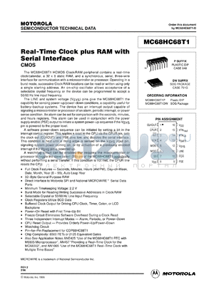 MC68HC68T1P datasheet - Real-time clock plus RAM