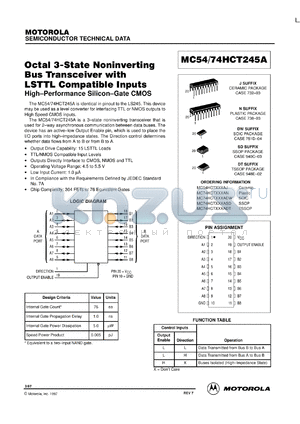 MC74HCT145AN datasheet - Octal 3-state noninverting bus transceiver