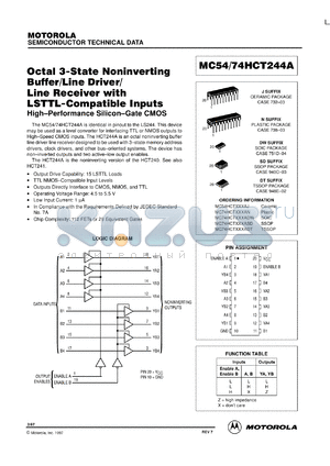 MC74HCT144ADT datasheet - Octal 3-state noninverting buffer/line driver/line receiver