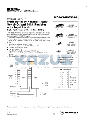 MC54HC597AJ datasheet - 8-bit serial or parallel-input/serial-output shift register