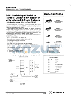 MC54HC595AJ datasheet - 8-bit serial-input/serial or parallel-output shift register