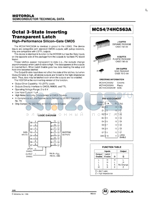 MC74HC563AN datasheet - Octal 3-state non-inverting transparent latch