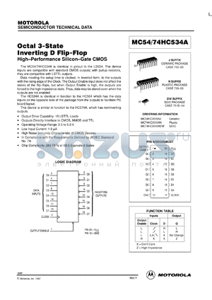 MC74HC534ADW datasheet - Octal 3-stage inverting D flip-flop