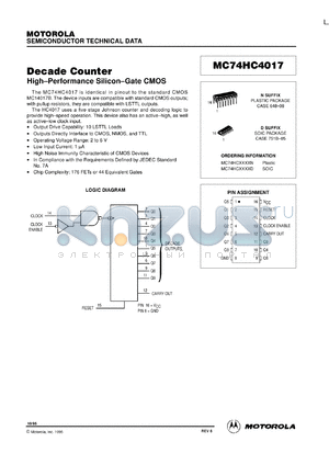 MC74HC4017D datasheet - Decade counter