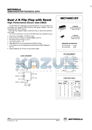 MC74HC107N datasheet - Dual J-K flip-flop with reset