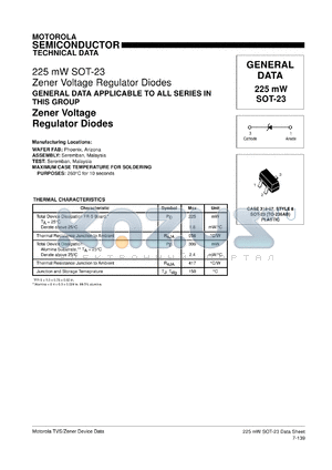 MMSZ75T1 datasheet - Plastic surface mount zener diode 500 milliwatts