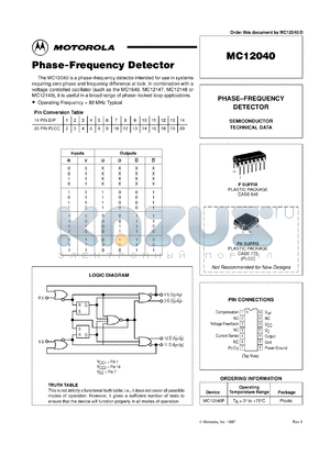 MC12040AP datasheet - Phase-frequency detector