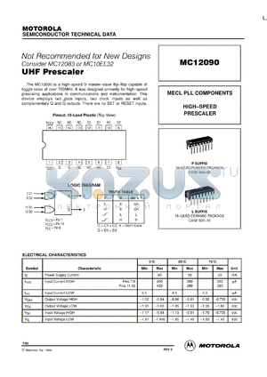 MC12090L datasheet - UHF prescaler