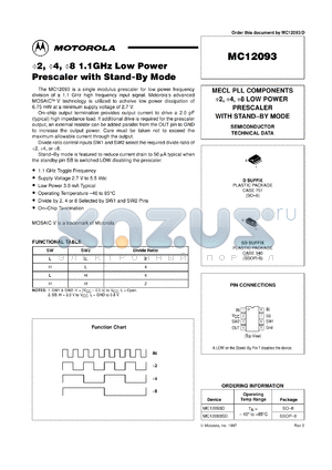 MC12093SD datasheet - 2,4,8.1 GHz low power prescaler with stand-by mode