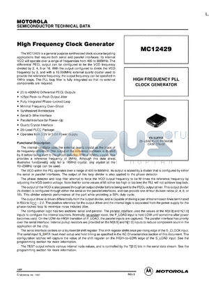 MC12429FN datasheet - High frequency clock generator